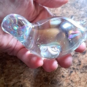 Gorgeous Clear Art Glass Turtle Paperweight Smooth Bottom Great Condition